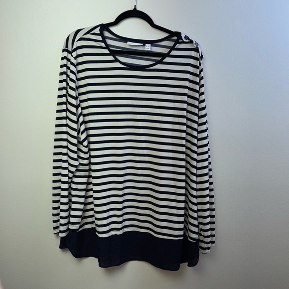 Susan Graver dark navy and cream striped tunic. Size 3X. EUC. - Picture 1 of 6